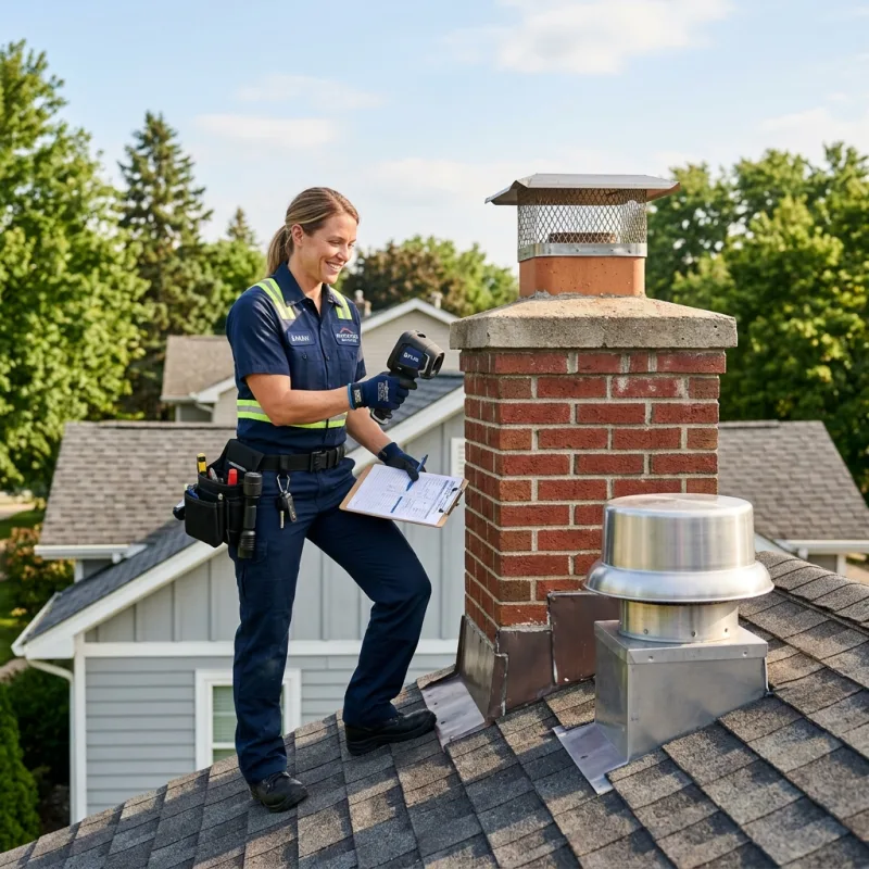 Technician inspecting a Bunkers Hill roof cavity and ductwork for a dead bird